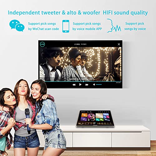 2022 New Karaoke Machine,18.5 Inch Touch Screen Phone App Control Free Cloud Download All in One Karaoke System with Wireless Mic, KTV Singing Chinese Karaoke Player for Family Home Party,4T,Black - Thumbnail 4