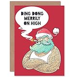 Wee Blue Coo CARD CHRISTMAS SANTA WEED SMOKE FUNNY ADULT