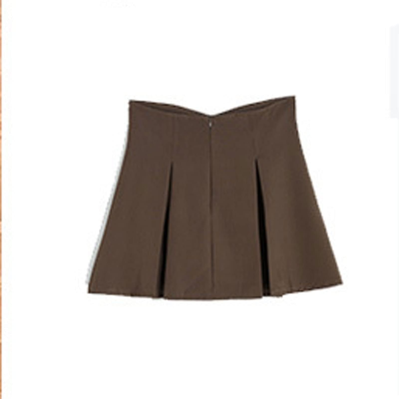 HOPEYS Women's Short Skirt تنانير النساء A-LINE VINTAGE Girlish Solid Woolen Woolen Astric (Color : Khaki, Size : XL)