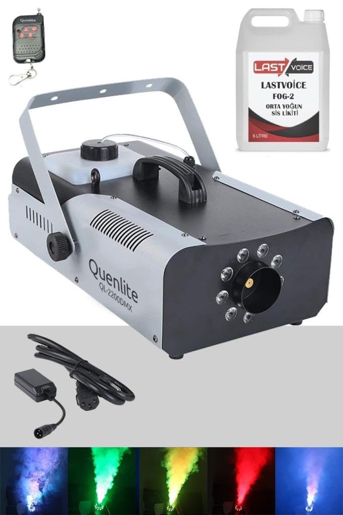 QL-2200LK DMX RGB Sis Makinası 2200 Watt DMX Kontrollü LED Işıklı (5 Litre Likitli)