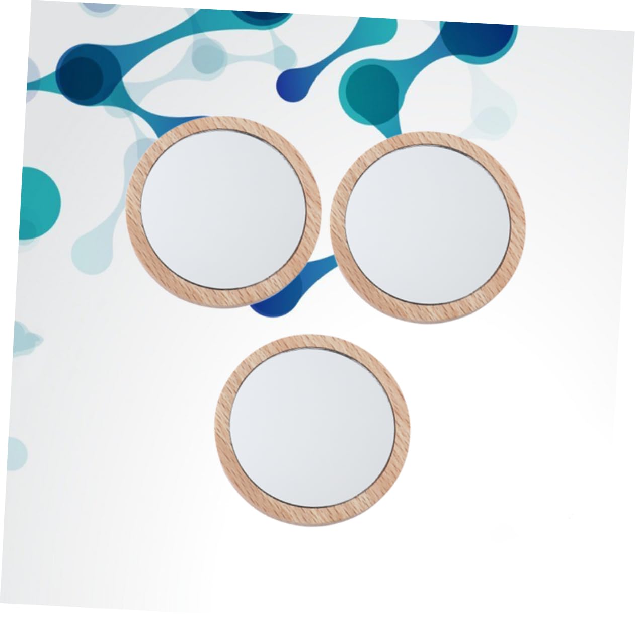 Healeved 2 Set Da 7 5 Cm Mini Specchio Per Il Trucco Compatto in Legno E Portatile Leggero Per Cosmetici Da Donna 3 Pezzi * 2