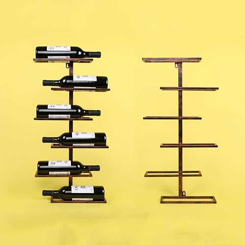 Miniatura 3 de Vintage Wall Mounted Wine Bottles Rack 6 Bottles Holder, Metal Iron Rustic Bronze Wine Bottles Storage Holder Bar Kitchen Champagne Bottle Display