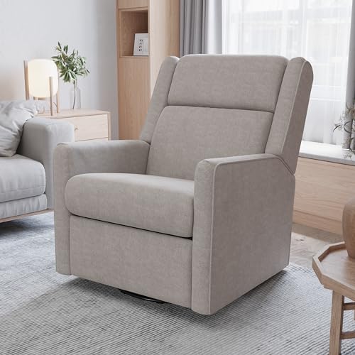 Sillón reclinable manual gris claro con base giratoria miniatura 1