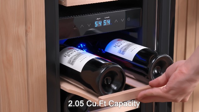 Image of Yeego 12 Inch Dual Zone Wine Fridge, 17 Bottle Wine Cooler with Left-Hinged