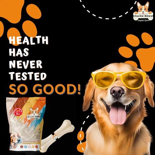 Image of Excite Bites Dog Rawhide Pressed Bones Mega Pack (Dog Chews) (Size 6 inch) (9 Pcs),All Life Stages