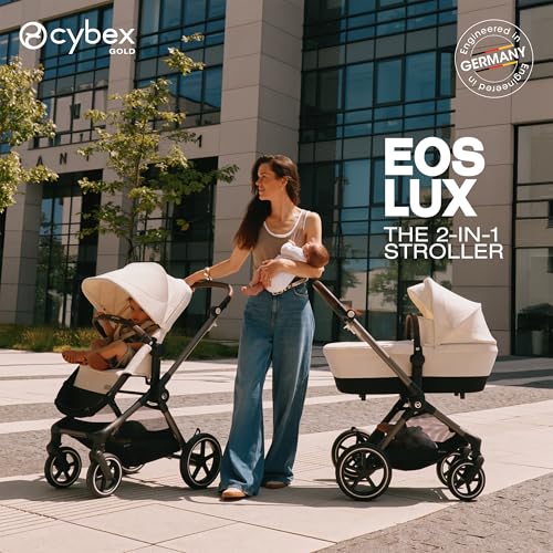Image of Cybex EOS 2-in-1 Stroller - Bassinet Stroller Converts to Toddler Stroller with One-Hand Recline - Bassinet and Toddler Seat Included, Reversible & Travel System Ready, Moon Black