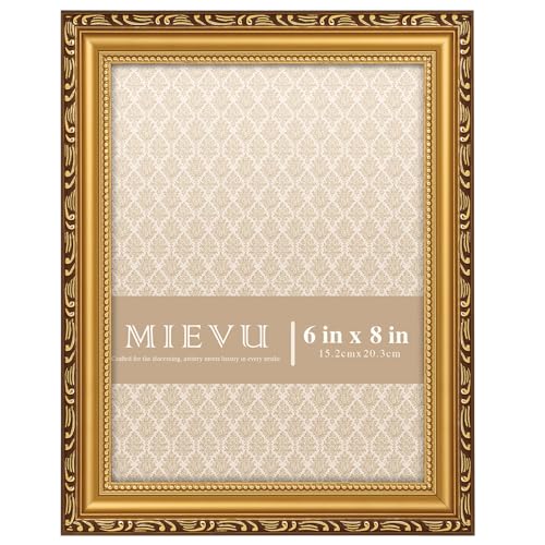 MIEVU 68 Picture Frame Gold - Picture Frames for Wall Hanging And Tabletop Display Ornate Photo Frame for Poster Vintage Frames with Durable Plexiglass