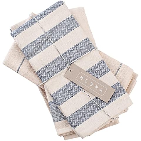 MEEMA Upcycled Tea Towels for Kitchen - Set of 4, 50 x 71 cm -Super Absorbent Made with Upcycled Denim and Cotton- Weave Cotton Kitchen Towels Zero Waste Unpaper Towels- Dish Cloths Cover