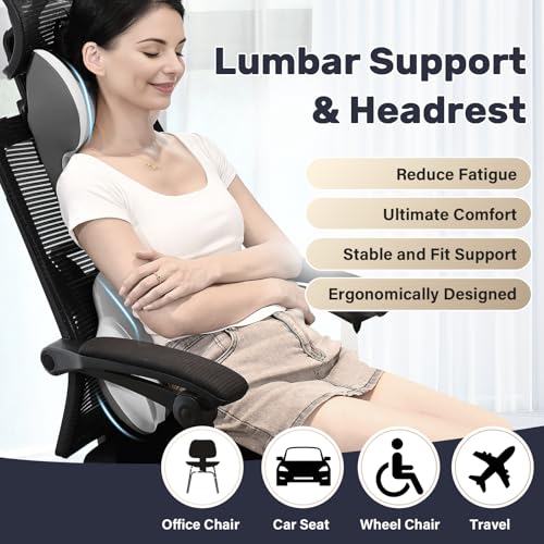 Coverado Lumbar Support and Headrest Pillow for Car, Memory Foam Ergonomic Head Neck Support Pillow for Driving Seat, Back Support and Pain Relief, Seat Cushion for Car, Driver, Office by Coverado - Used condition - Image 3