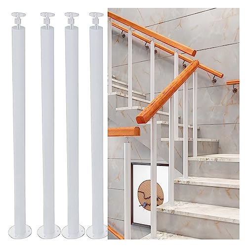 Pasamanos blanco ajustable de metal con kit de instalación para escaleras de exterior