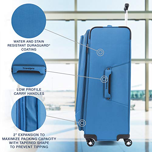 Travelpro Maxlite 5-Softside Expandable Spinner Wheel Luggage, Azure Blue, Checked-Large 29-Inch
