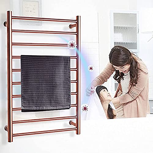 Radiador Calentador de Toallas de Oro Rosa, toallero eléctrico montado en la Pared para baño, toallero termostático de Acero Inoxidable 304, 88 W, 800 x 500 x 120 mm, enchufable (enchufable)