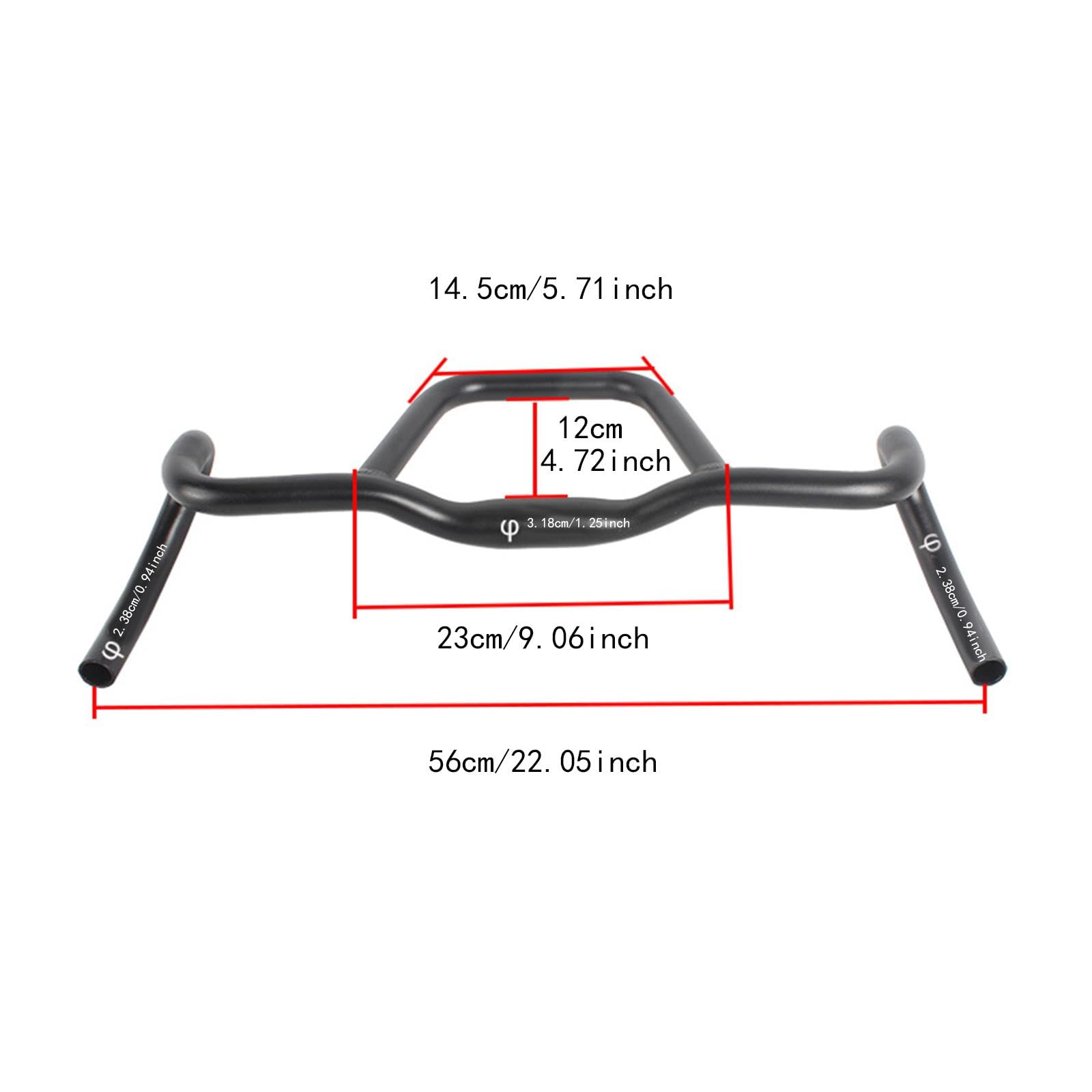 kowaku Manubrio per Bicicletta in Alluminio con Attacco da 31,8 Mm Ed Estensione Anteriore per Cicloturismo.