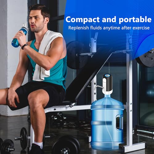 Image of Water Dispenser for 5 Gallon Bottle Portable Electric Water Pump with 3 Adapters USB-C Charging Battery Powered Automatic Drinking Water Dispenser for Camping, Travel, Office,Black