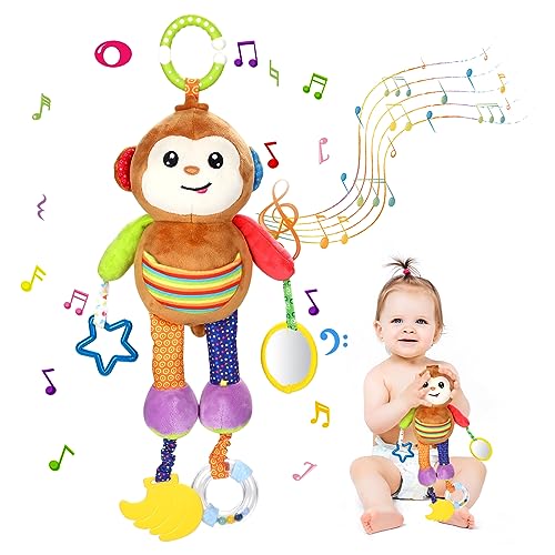 Venditer Juguetes para bebés, juguetes para niños pequeños sonajero de peluche, cochecito de cuna para bebé colgante juguete para bebés niños pequeños (MONO)