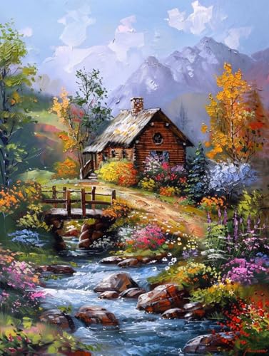 Kit de broderie de perles 9CT paysage rural complet 60x80cm