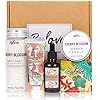 Coffret Cadeau Femme avec Fleur de Cerisier，5Pcs Coffrets Cadeaux Bain ，Sel de Bain, Crème pour Les Mains, Solide Sakura，Huile de Massage, Bougie Parfumée,Cadeau de Noël et d’Anniversaire