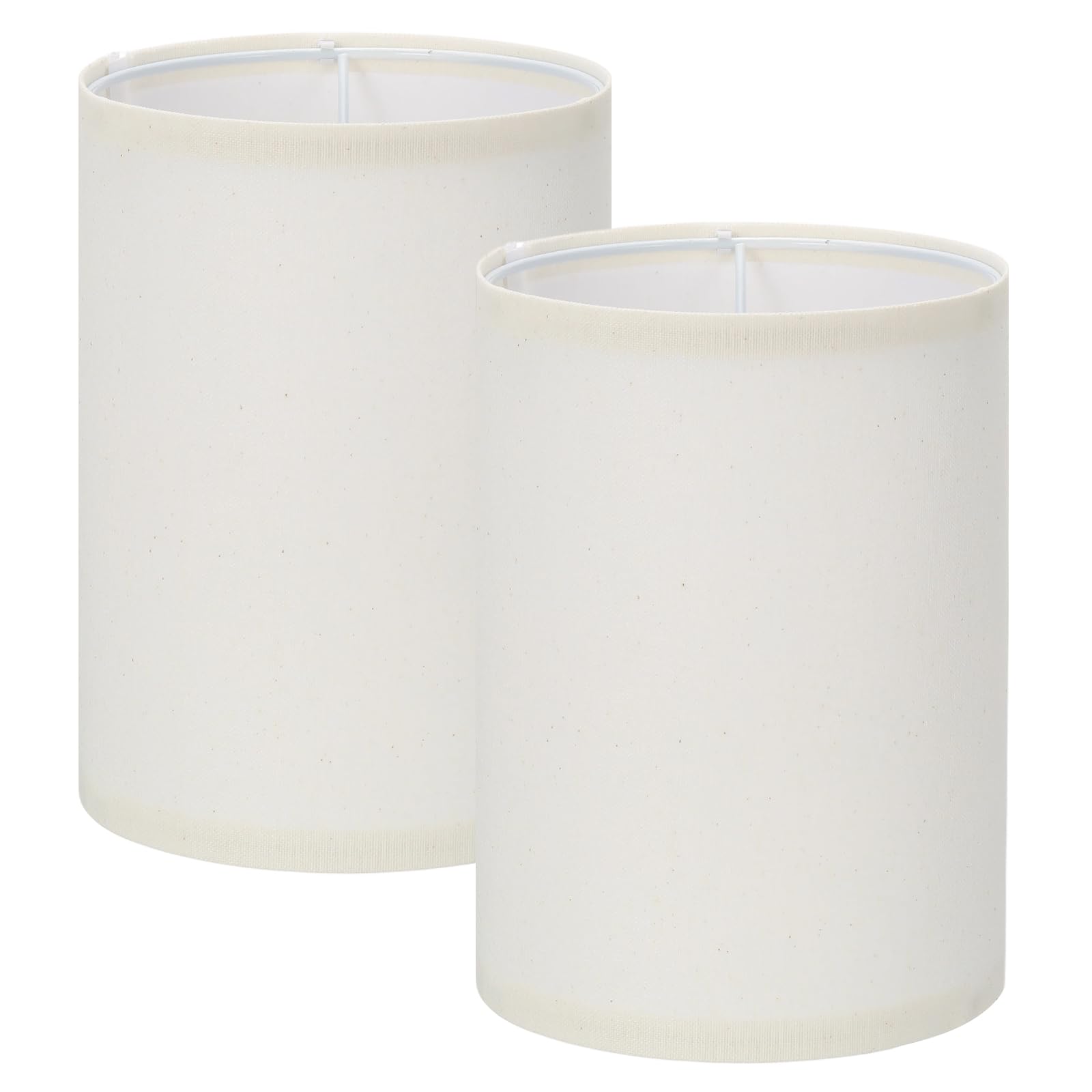 VIAPUICE Small Drum Linen Lampshade Set of 2, 5.5"x 5.5" x 7.9"-Pale Beige