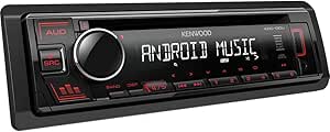 Kenwood KDC-130UR CD-Autoradio mit RDS (Hochleistungstuner, USB, AUX-Eingang, Android Control, Bass Boost, 4x50 Watt, Rot) Schwarz