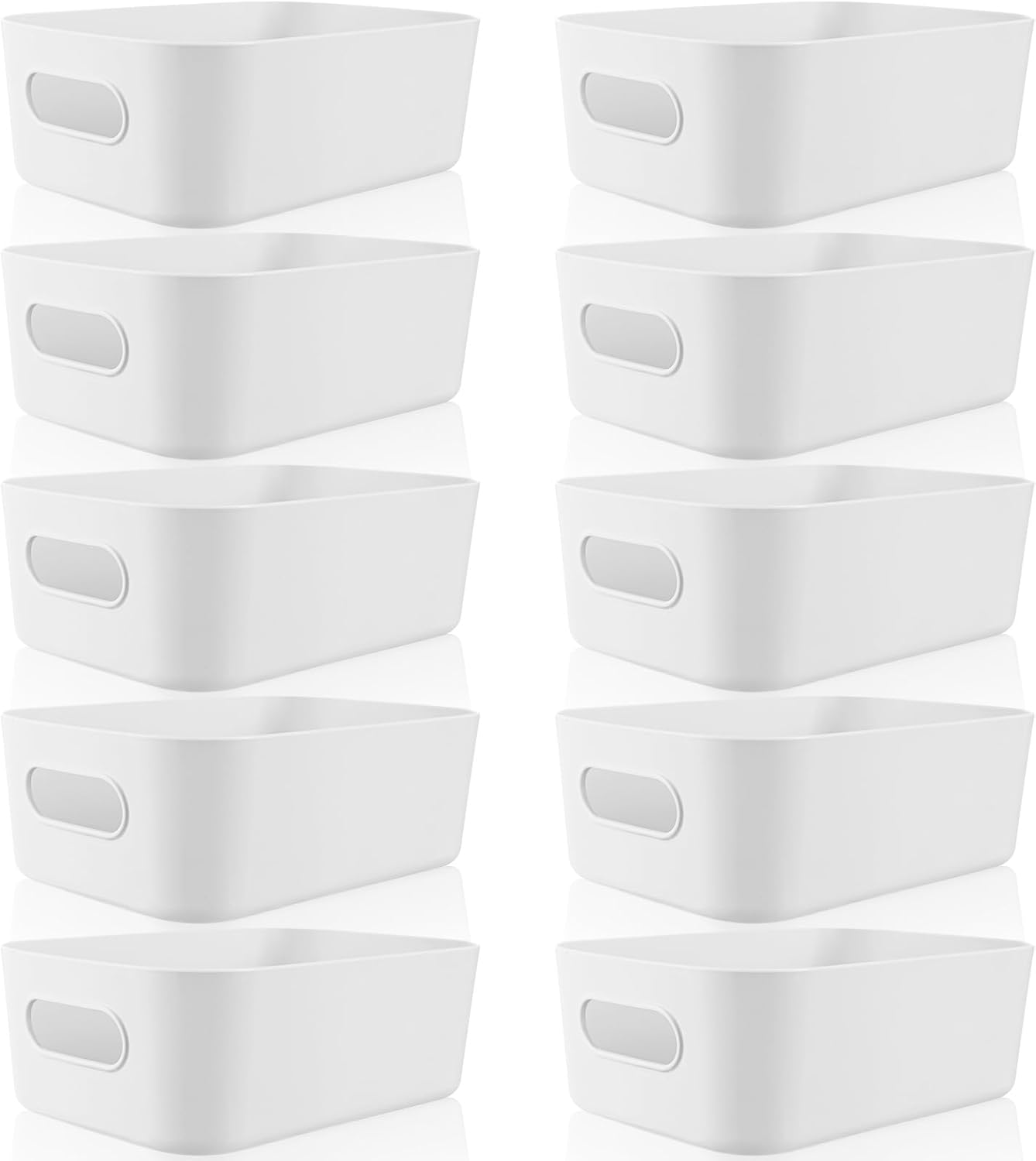 Zopeal Plastic Storage Bins 10 Pcs White Pantry Organizer Bins Small Baskets Storage Containers for Home Kitchen (12 x 8 x 5 Inches)