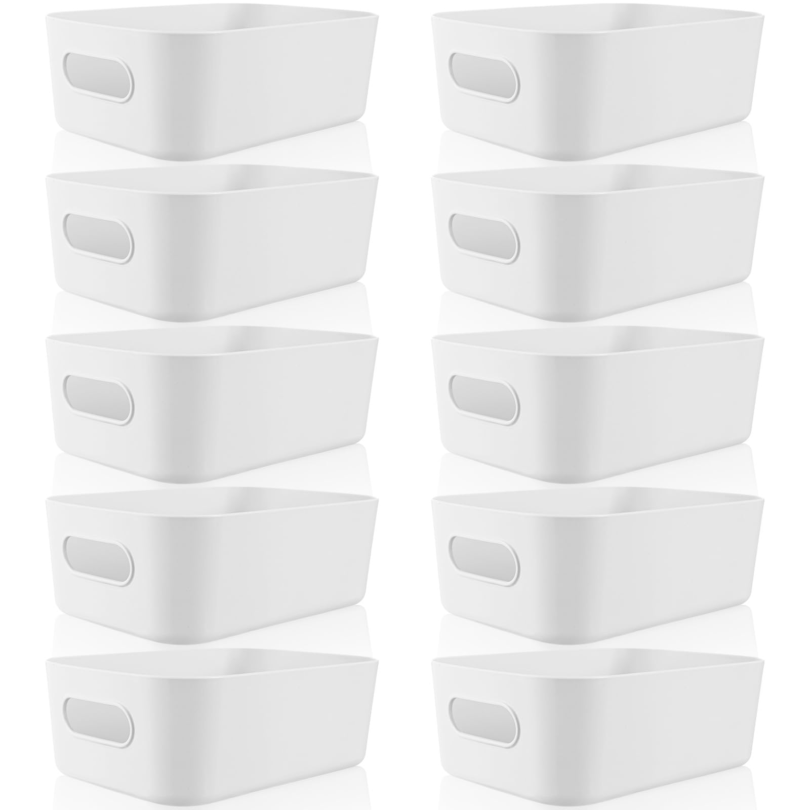 Zopeal Plastic Storage Bins 10 Pcs White Pantry Organizer Bins Small Baskets Storage Containers for Home Kitchen (12 x 8 x 5 Inches)