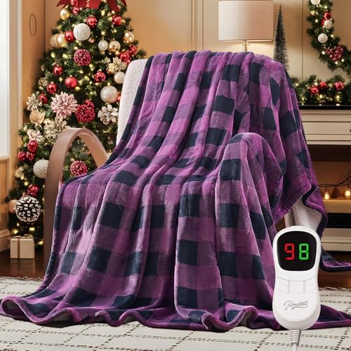 Image of Homemate Electric Blanket Heated Twin Size - 62 inchx84 inch Ultra Soft Cozy Flannel Heating Blanket with 10 Fast Heat Levels 8 Hours Auto Off Over-Heated Protection ETL Certification Keep Warm in Home