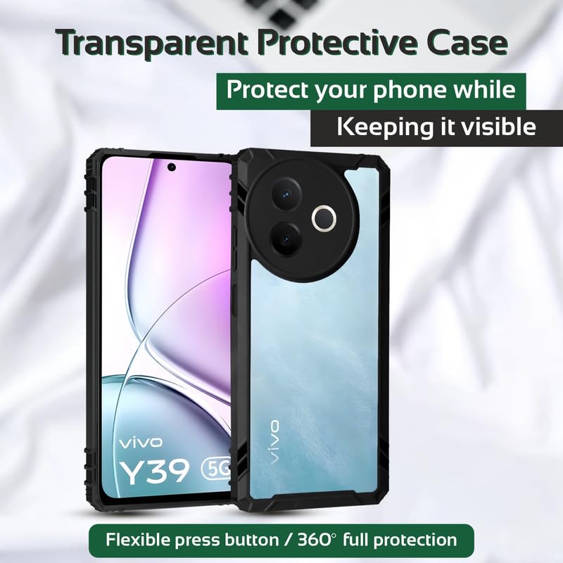 Image of AIBEX Crystal Clear Back Cover Case for Vivo Y39 5G | 360 Degree Protection | Shock Proof Design | Transparent Back Case for Vivo Y39 5G | (PC & TPU,Bumper)
