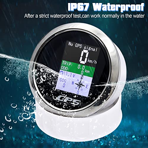 Image of GPS Speedometer 3-3 /8 inch 85mm Boat GPS Speedometer Odometer Waterproof Black Antenna TFT Screen Digital MPH Knots Km /h for Boat Marine 9-32V Car