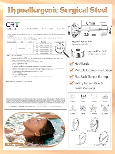 CASSIECA 12 Paar Ohrringe Silber Set, 316L Chirurgenstahl Ohrringe für Damen Herren Medizinische Ohrstecker und Creolen für Mehrfachpiercing 14K Vergoldet Helix Tragus Piercing Ohr Silber