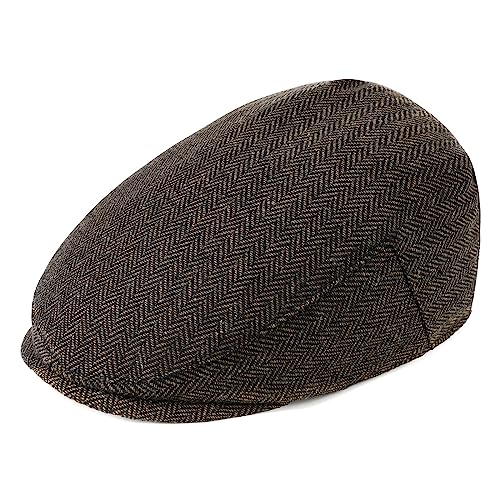 Hats for Men Flat Hat Cap Cabbie Ivy Fitted Scally Cap Vintage Newsboy Hats Caps for Outdoor Dark Brown One Size