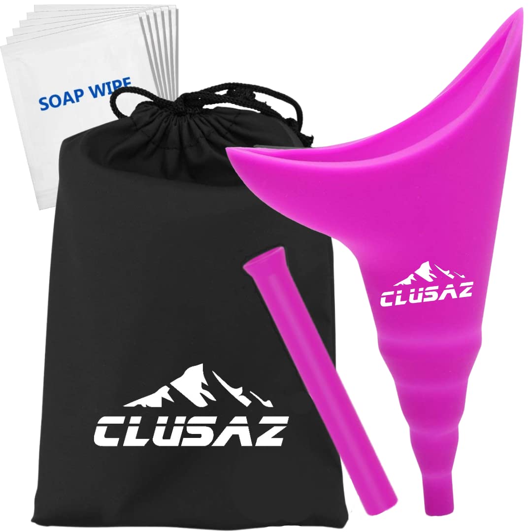 CLUSAZ Female Urination Device – Reusable Silicone Urinal for Women, Portable Urine Funnel Cup, Pee Standing Up, Outdoor Camping Hiking Concert Travel Festivals Essential Toilet Kit