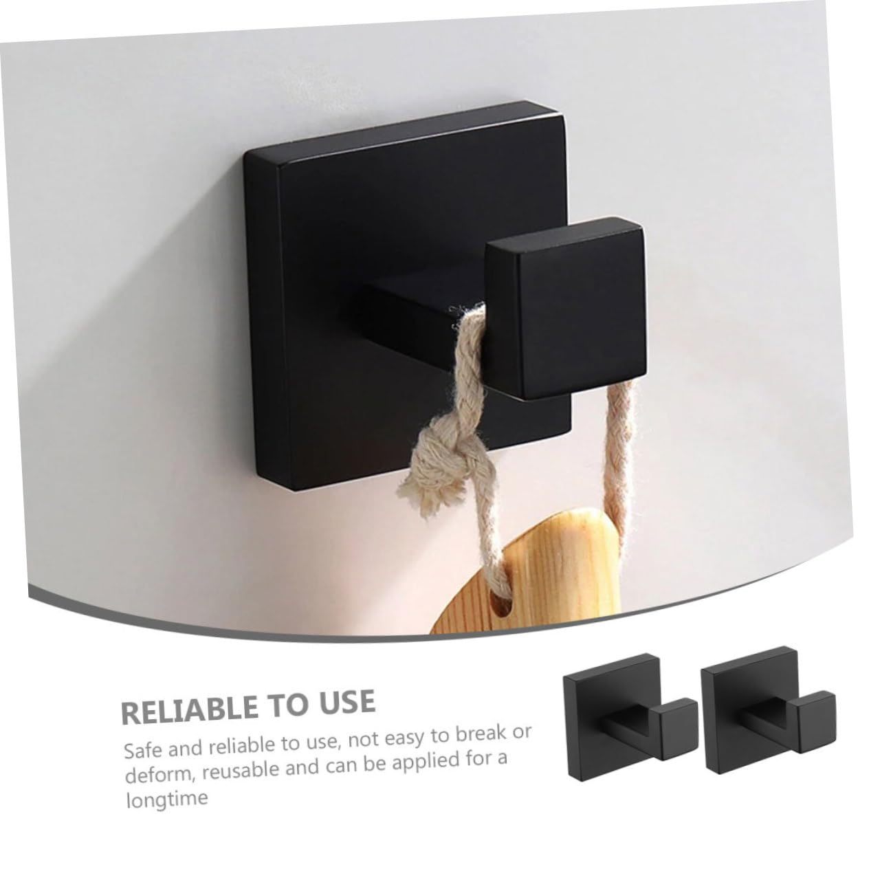 Ganchos de Pared de Acero Inoxidable 2piezas para Baño y Cocina, Negro, Fáciles de Instalar