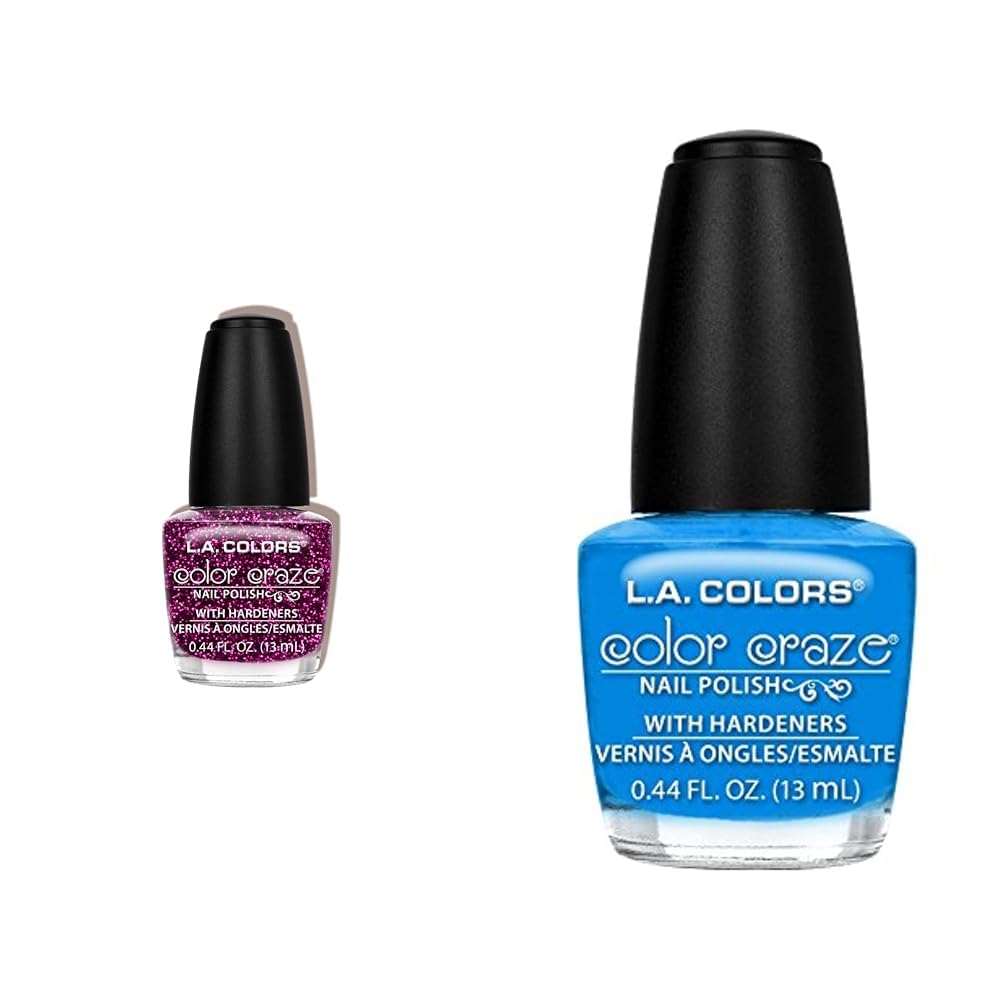 L A COLORS Craze Nail Polish Treasure Island 0 44 Fluid Ounce and Aquatic 0 44 Fluid Ounce