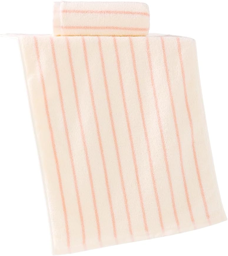 YiLUOMO White and Pink Striped Hand Towels 100% Cotton Set of 2 Soft Highly Absorbent and Quick Dry Towels for Bathroom Decor 13 x 29 Inch