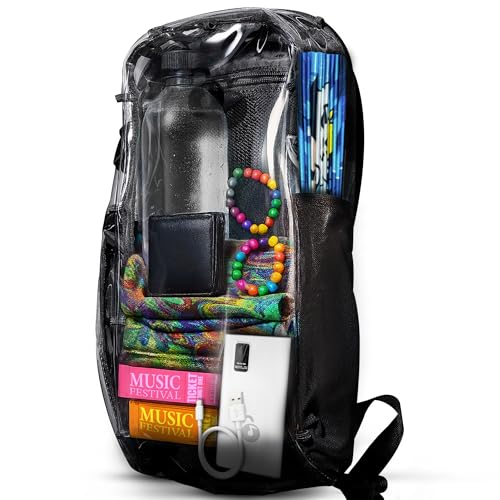 Lunchbox Clear Lite Pack Anti Theft Clear Bag for Stadium Events with Locking Zippers Protects Items at Festivals Concerts and Traveling. Backpack is Compliant with Most Venue Bag Policies
