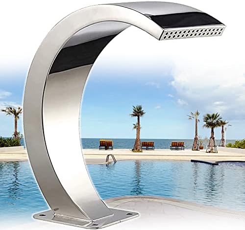 Stainless Steel Outdoor Waterfall Fountain for Ponds & Swimming Pools - 80cm x 50cm Garden Patio Decor, Modern Water Feature for Yard & Landscape