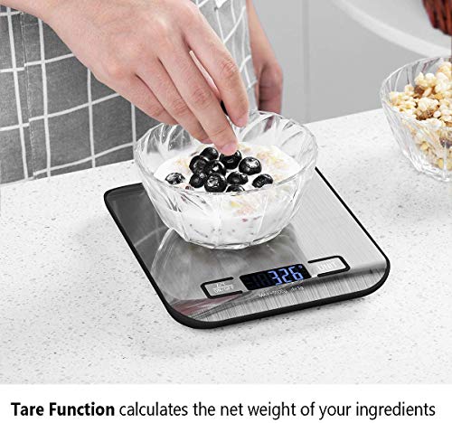 MCIGICM Food Kitchen Scale, 11lb Multifunction Scale Measures in Grams, Ounces and ML for Baking Cooking,Batteries Included