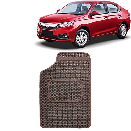 Image of Kingsway Dotted Design Car Floor Foot Mats Universal Fit for Honda Amaze, Model Year : 2018-2020, Water and Dustproof, Color Brown, Set of 5 Pieces