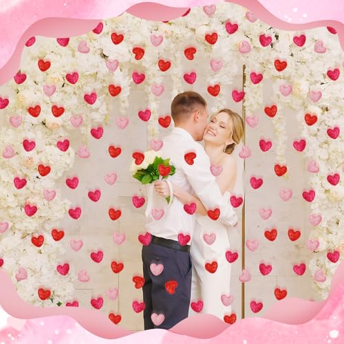 Image of MARFOREVER 500 Pcs Red Rose Pink Valentine's Day Confetti Glitter, Heart Felt Confetti Love Heart Shape Table Scatter Sprinkles for Valentines Wedding Bachelorette Party Decorations DIY Craft Supplies