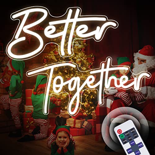Letrero de neón Better Together, letrero de neón LED Better Together con Control remoto regulable para pared, dormitorio, decoración del hogar, fiesta, decoración de boda Cover