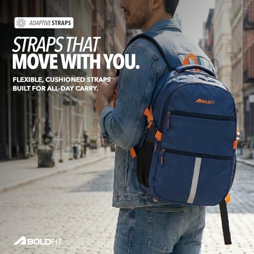 Image of Boldfit Laptop Backpack for Men & Women Premium Stylish Bags Ideal College Bag, Office Backpack & Travel Bag Water-Resistant with Bottle Holder
