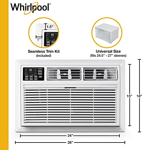 Image of Whirlpool 8,000 BTU 115V Through-the-Wall Air Conditioner & Dehumidifier with Remote Control, Wall AC Unit for Apartment, Living Room & Small /Medium Rooms up to 350 Square Feet in White