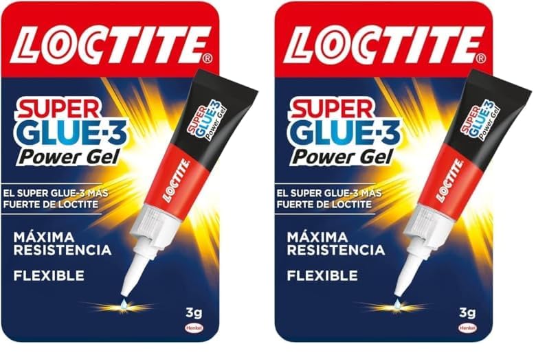Loctite Super Glue-3 Power Gel, gel adhesivo flexible y resistente, pegamento instantáneo para superficies verticales, pegamento transparente extrafuerte, 1x3 g (Paquete de 2)