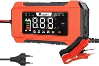 Carregador de Bateria Automático Inteligente 12V com Tela LCD – Modelo RJ-C120501B, Compatível com Baterias de Chumbo-Ácido, Entrada 110–230V