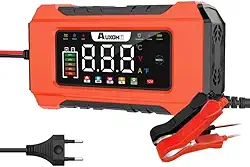 Carregador de Bateria Automático Inteligente 12V com Tela LCD – Modelo RJ-C120501B, Compatível com Baterias de Chumbo-Ácido, Entrada 110–230V