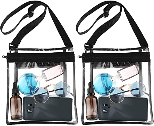 Lot de 2 sacs transparents approuvés par les stades avec poche intérieure et bandoulière réglable, sac fourre-tout transparent pour femme Cover
