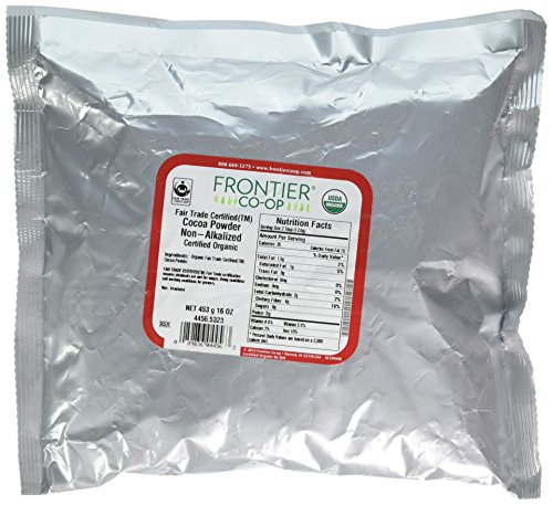 Frontier Co-op Organic Cocoa Powder, Non-Alkalized, 1lb Bulk Bag - Fair Trade, Unsweetened Cocoa for Hot Chocolate, Pastry Chef Baking, Desserts, Restaurant Supply
