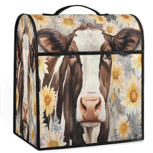 Coffee Maker Cover Flower Cow Kitchen Appliance Covers Small Appliance Covers Blender Cover Juicer Cover Dust Covers for Kitchen Appliances with Top Handle and Pockets,Washable,C843