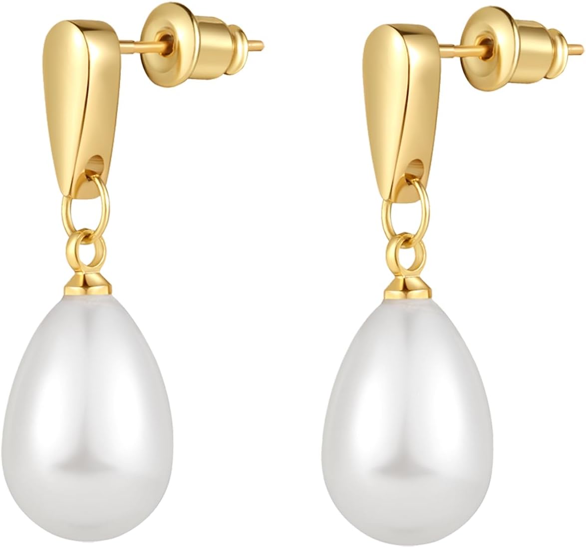 14k Gold Plated Lightweight Pearl Earrings,Trendy Jewelry,Teardrop Hoop Earrings for Women,Pearl Drop Earrings,Elegant Jewelry for Gifts - Image 5