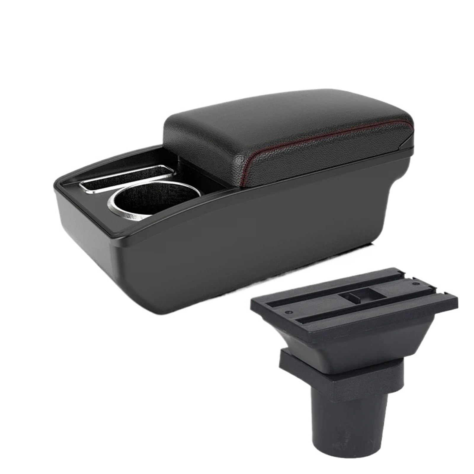 Umdjju A1 Black Red No Usb For Toyota For Yaris For Vitz Car Armrest Box Central Storage Retrofit Accessories Car Centre Console Armrest Box(A1 Black Red No Usb)